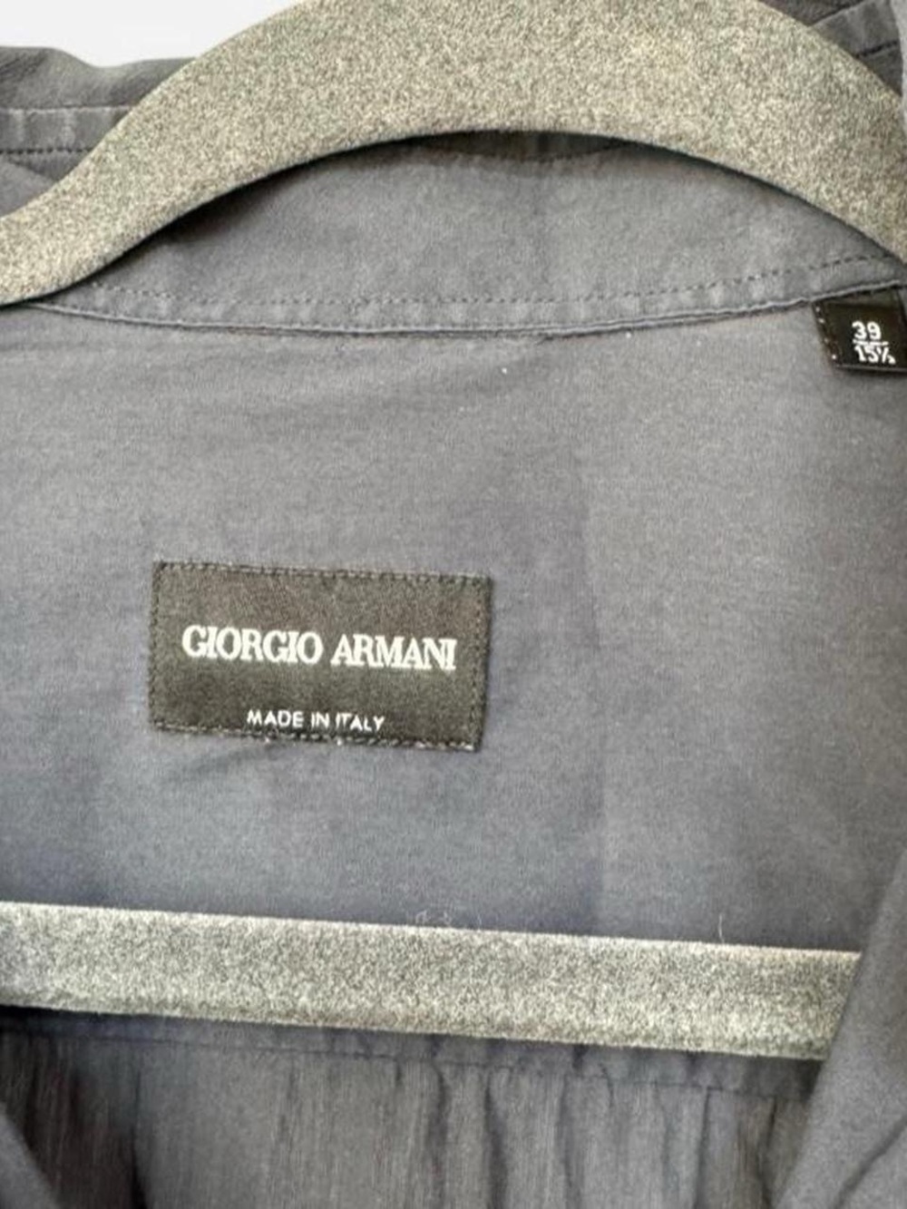 Giorgio Armani Made in Italy Navy Poplin Shirt - Men’s Size 39/15.5 - Picture 3 of 7